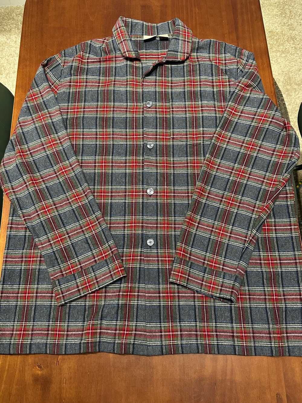 Vintage L.L. Bean Scotch Plaid Flannel Pajama Shirt 100% Cotton Size XXLT